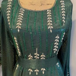 Green embroidered dress
